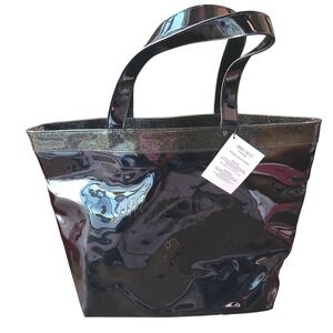 NWT Jimmy Choo Parfums black patent Tote Shiny Shoulder Bag embossed Handbag New